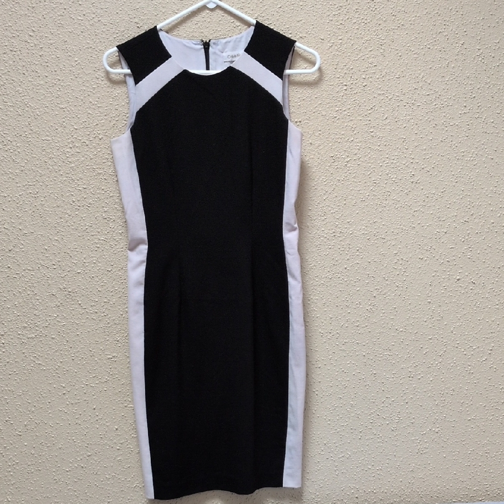Calvin Klein Black and White Midi Dress